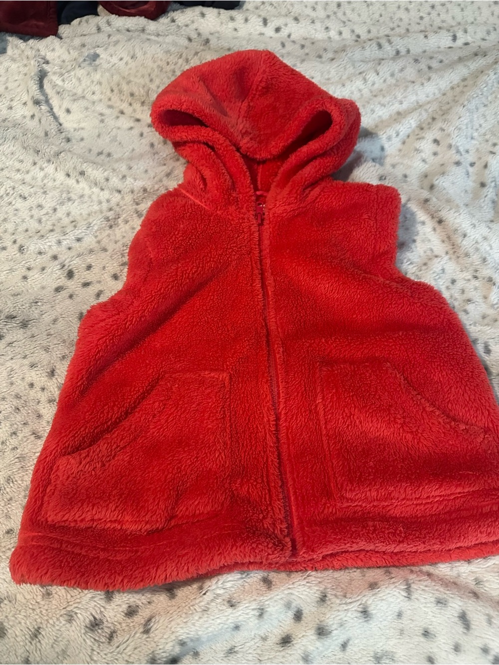 Gymboree Bright Red Fuzzy Hooded Vest